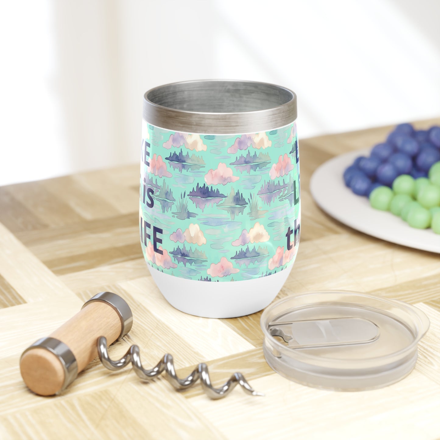 Custom Lake Life 12oz Stainless Steel Insulated Wine Tumbler