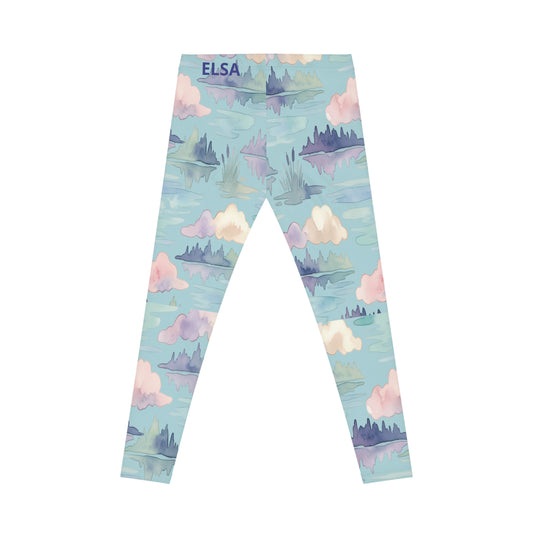 Lakes Area Pastel Watercolor Cloudscape Leggings — Women's All-Over Print