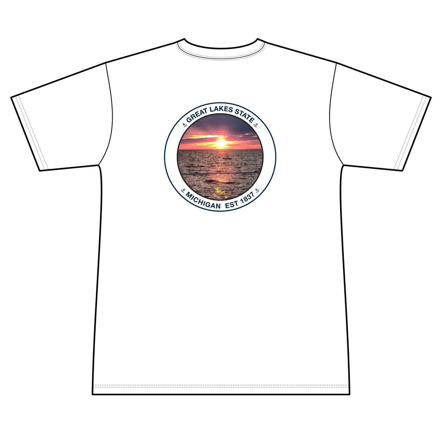 Personalized Great Lakes State Crest Performance Shirt – Blue