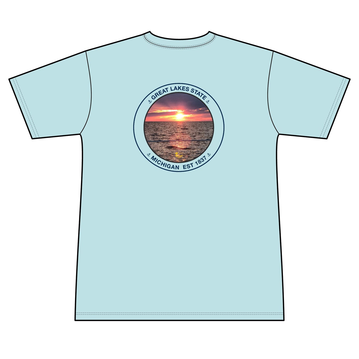 Personalized Great Lakes State Crest Performance Shirt – Blue