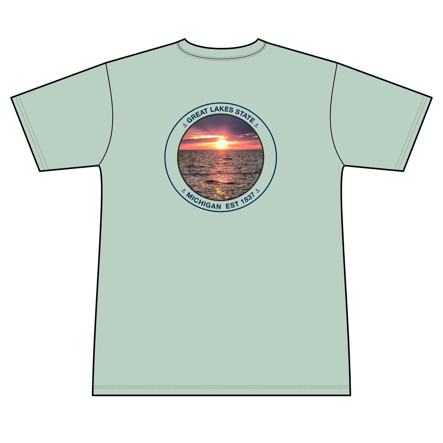 Personalized Great Lakes State Crest Performance Shirt – Blue
