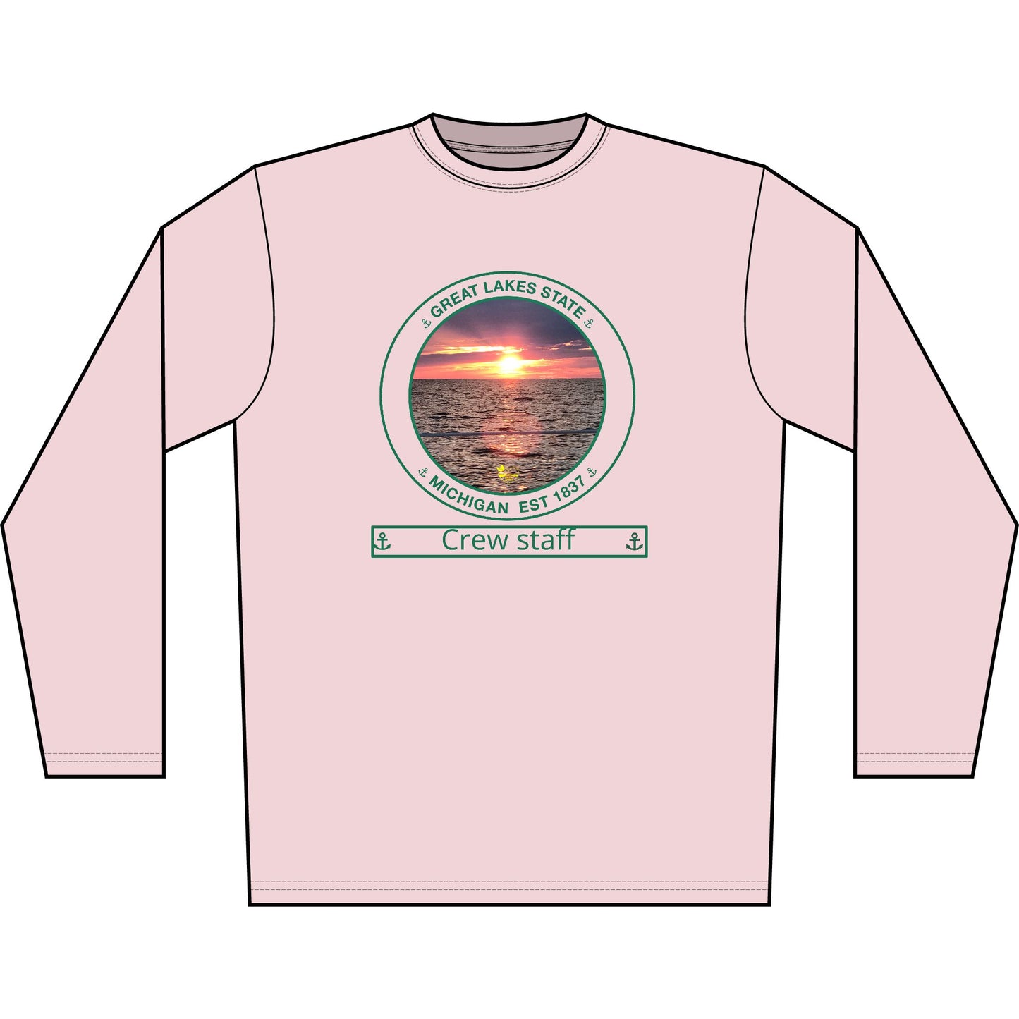 Personalized Great Lakes State Transom Performance Long Sleeve Shirt-Green