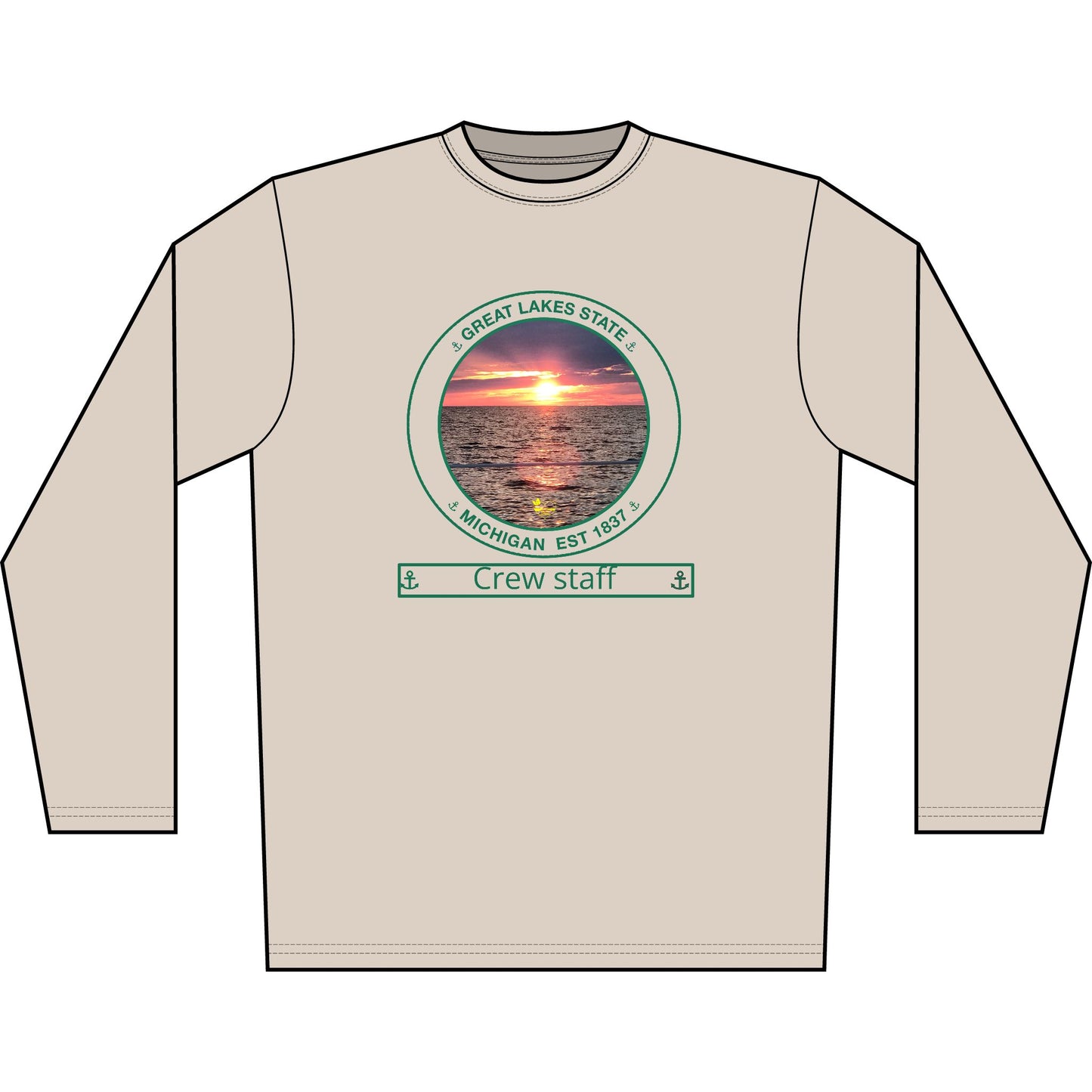 Personalized Great Lakes State Transom Performance Long Sleeve Shirt-Green