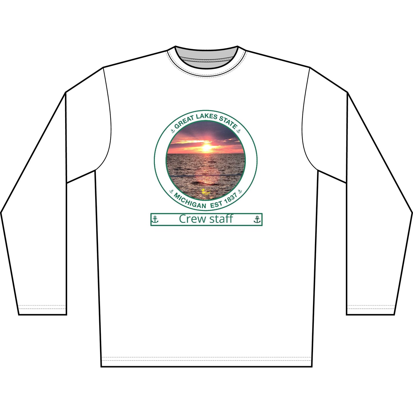 Personalized Great Lakes State Transom Performance Long Sleeve Shirt-Green