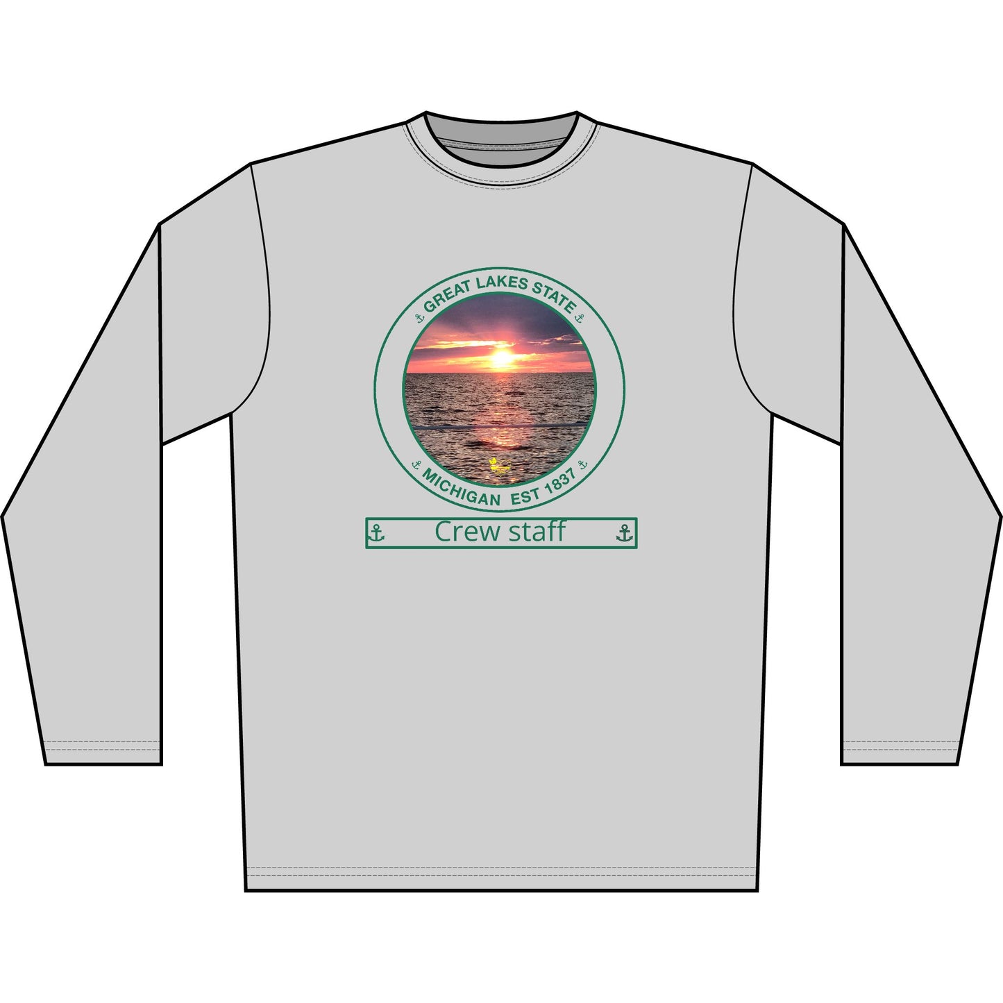 Personalized Great Lakes State Transom Performance Long Sleeve Shirt-Green