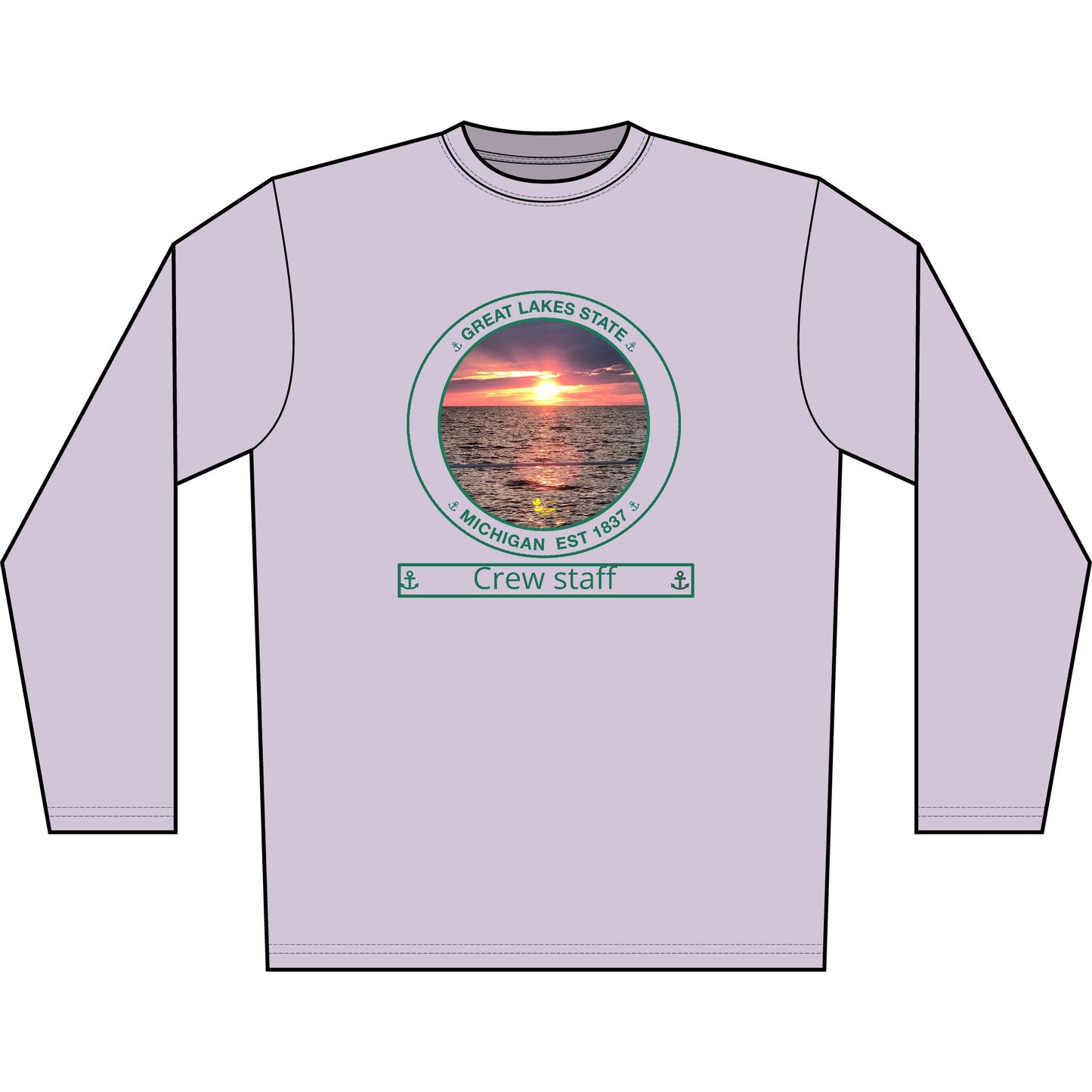 Personalized Great Lakes State Transom Performance Long Sleeve Shirt-Green