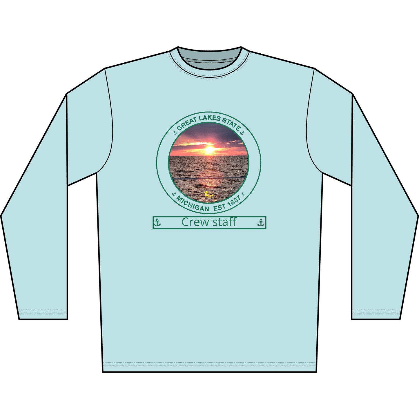 Personalized Great Lakes State Transom Performance Long Sleeve Shirt-Green