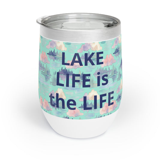 Custom Lake Life 12oz Stainless Steel Insulated Wine Tumbler