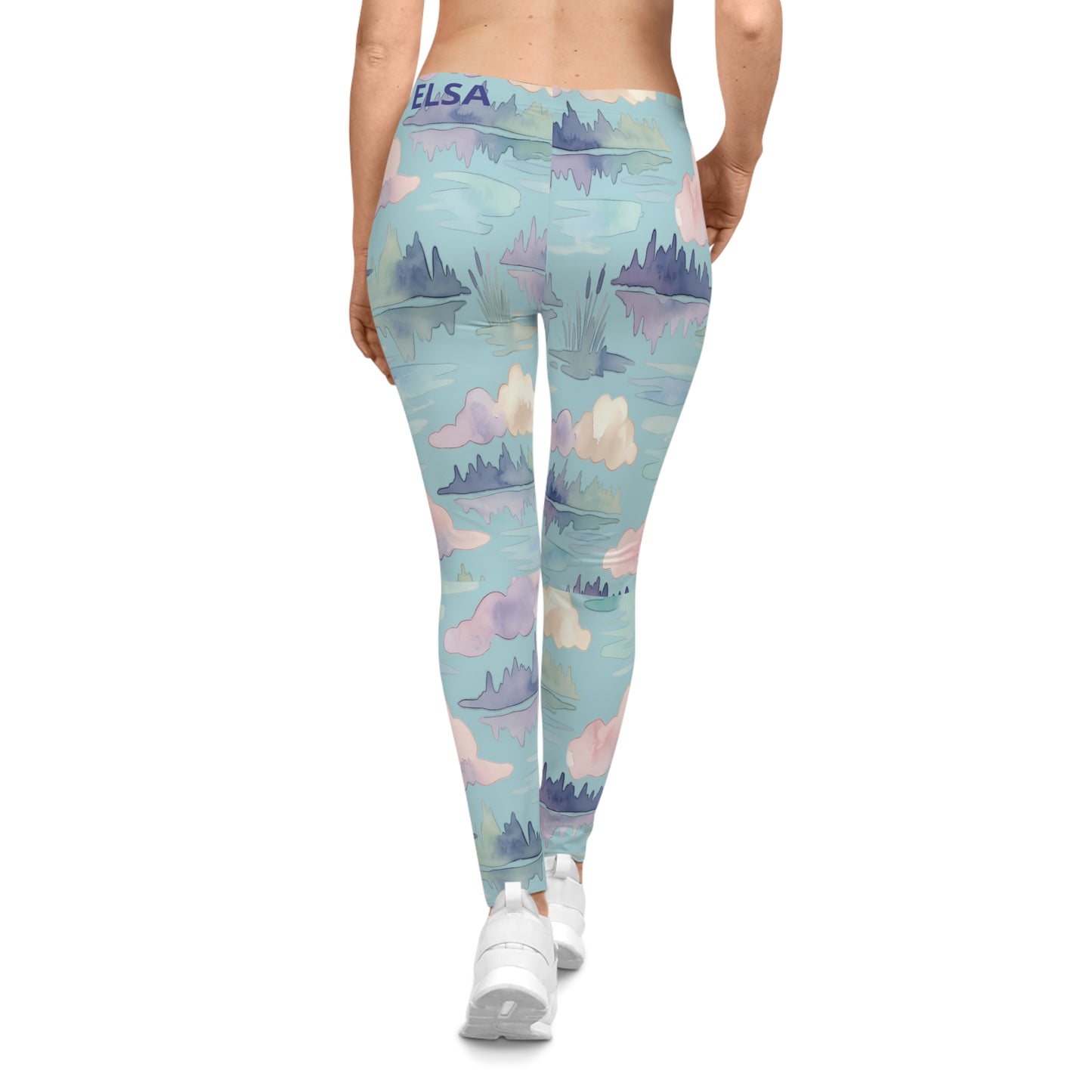 Lakes Area Pastel Watercolor Cloudscape Leggings — Women's All-Over Print