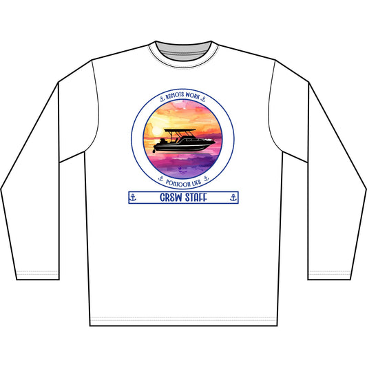 Personalized Pontoon Life Transom Performance Long Sleeve Shirt – Sunset