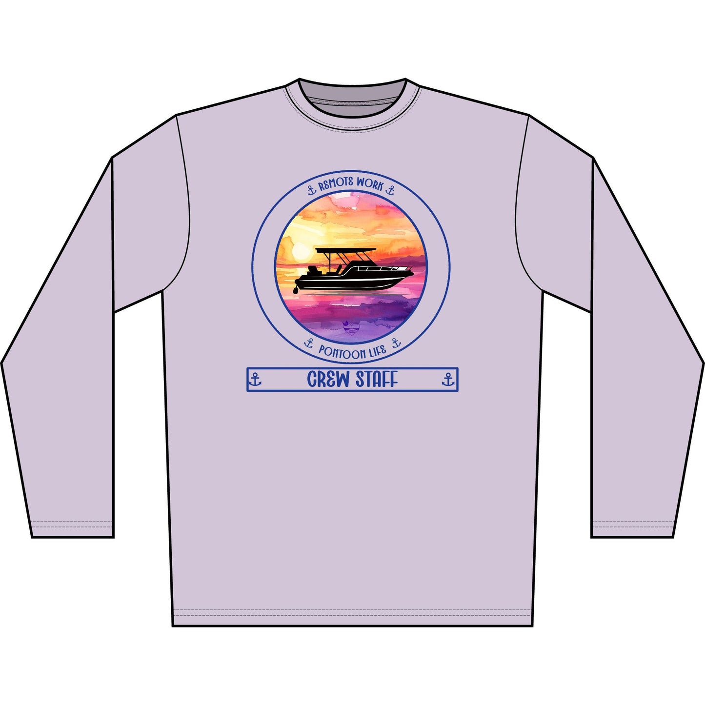 Personalized Pontoon Life Transom Performance Long Sleeve Shirt – Sunset
