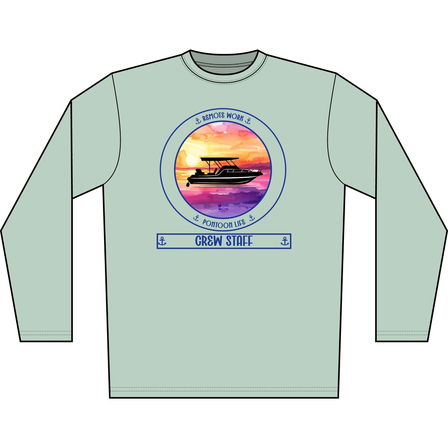 Personalized Pontoon Life Transom Performance Long Sleeve Shirt – Sunset