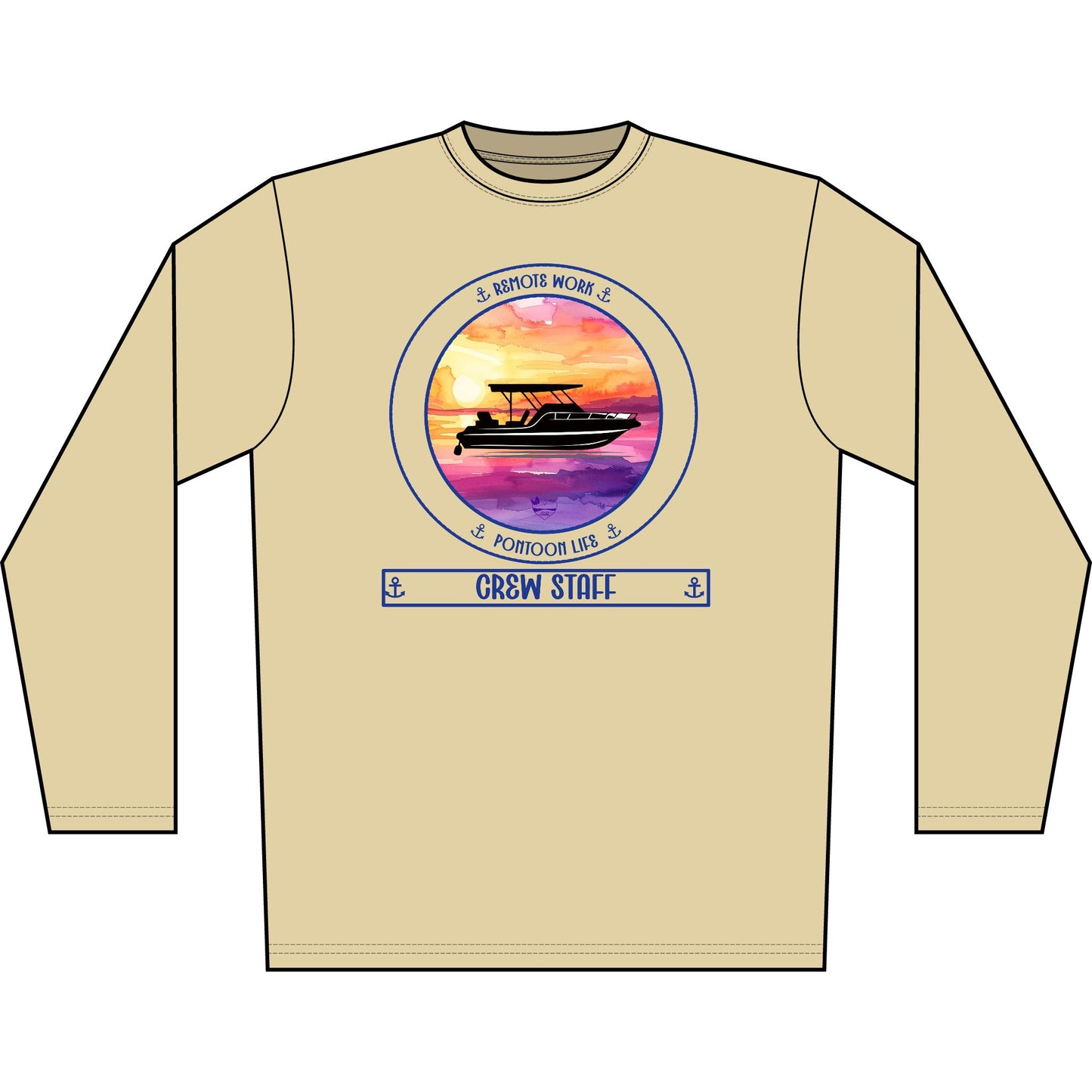 Personalized Pontoon Life Transom Performance Long Sleeve Shirt – Sunset