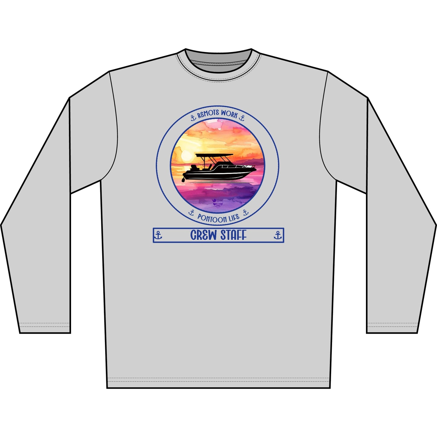 Personalized Pontoon Life Transom Performance Long Sleeve Shirt – Sunset