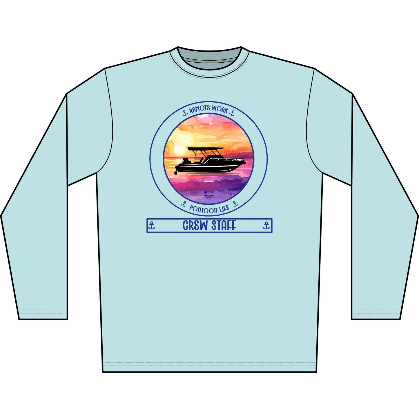 Personalized Pontoon Life Transom Performance Long Sleeve Shirt – Sunset