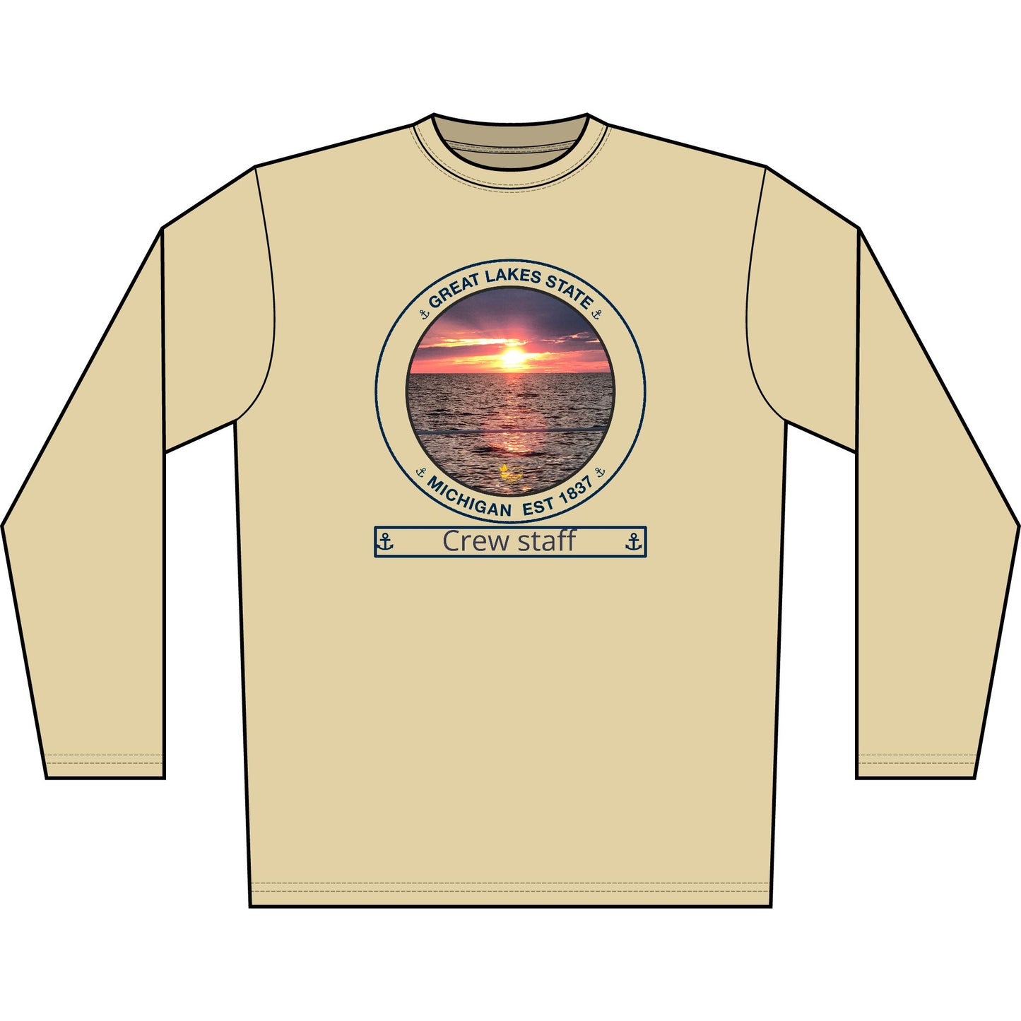 Personalized Great Lakes State Transom Performance Long Sleeve Shirt-Blue