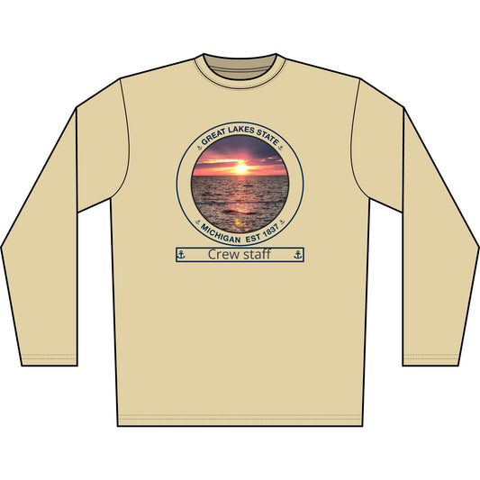 Personalized Great Lakes State Transom Performance Long Sleeve Shirt-Blue