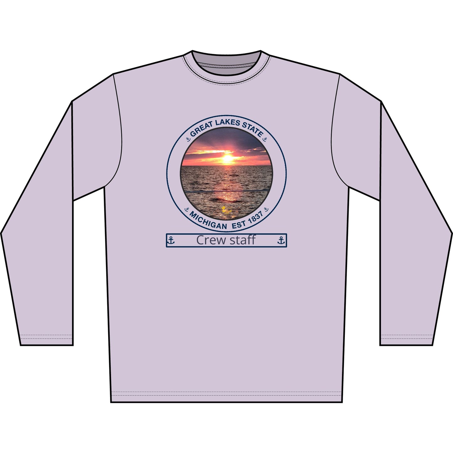 Personalized Great Lakes State Transom Performance Long Sleeve Shirt-Blue