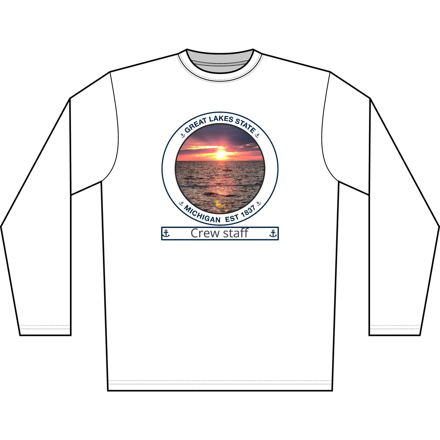 Personalized Great Lakes State Transom Performance Long Sleeve Shirt-Blue