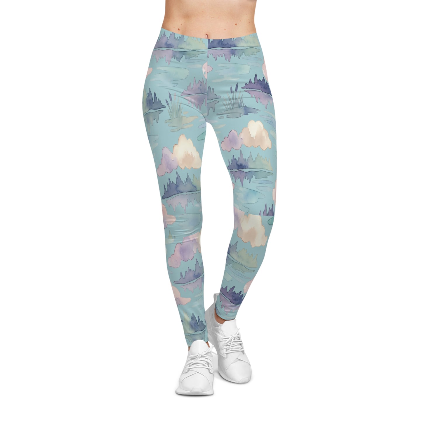 Lakes Area Pastel Watercolor Cloudscape Leggings — Women's All-Over Print