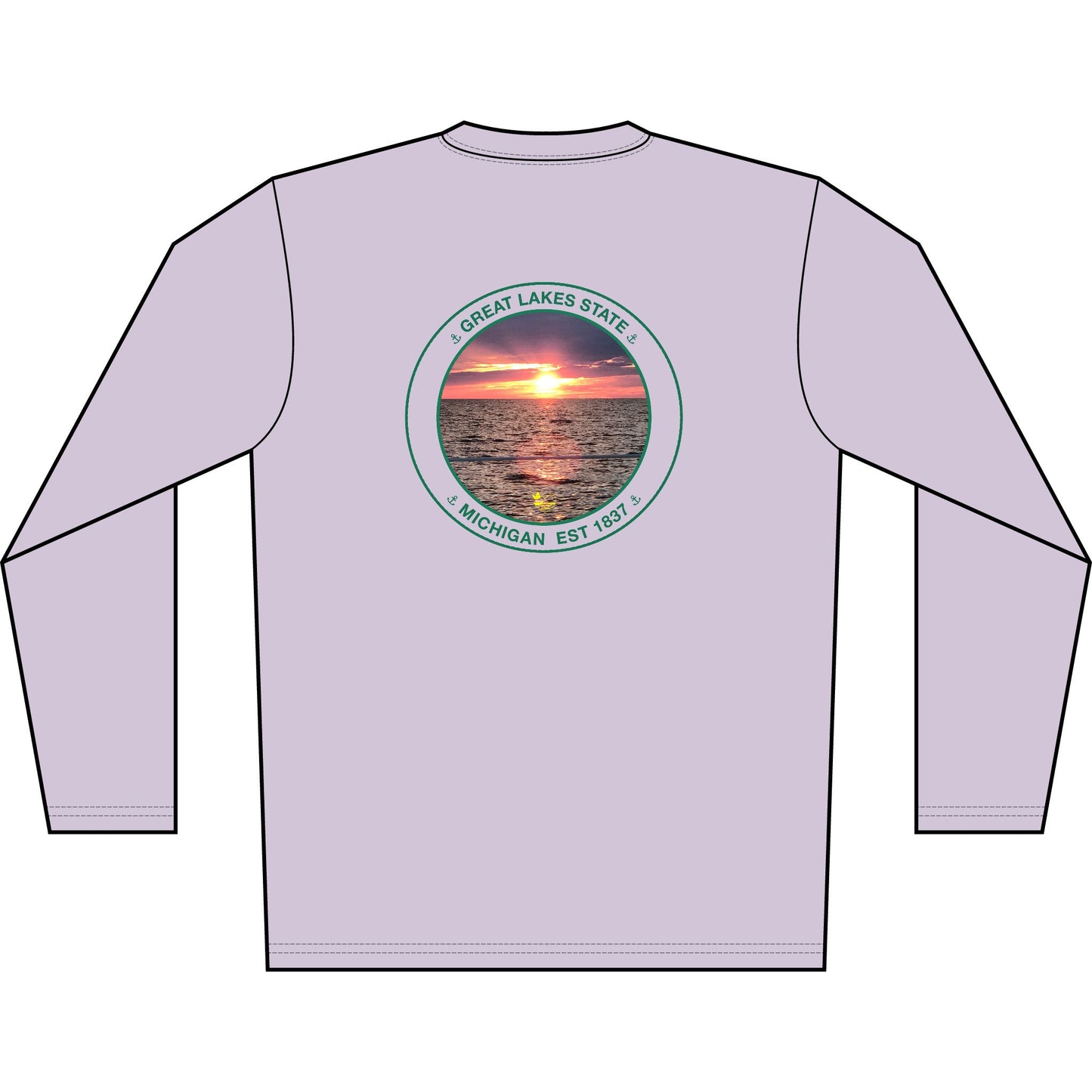 Personalized Great Lakes State  Crest Performance Long Sleeve Shirt- Green