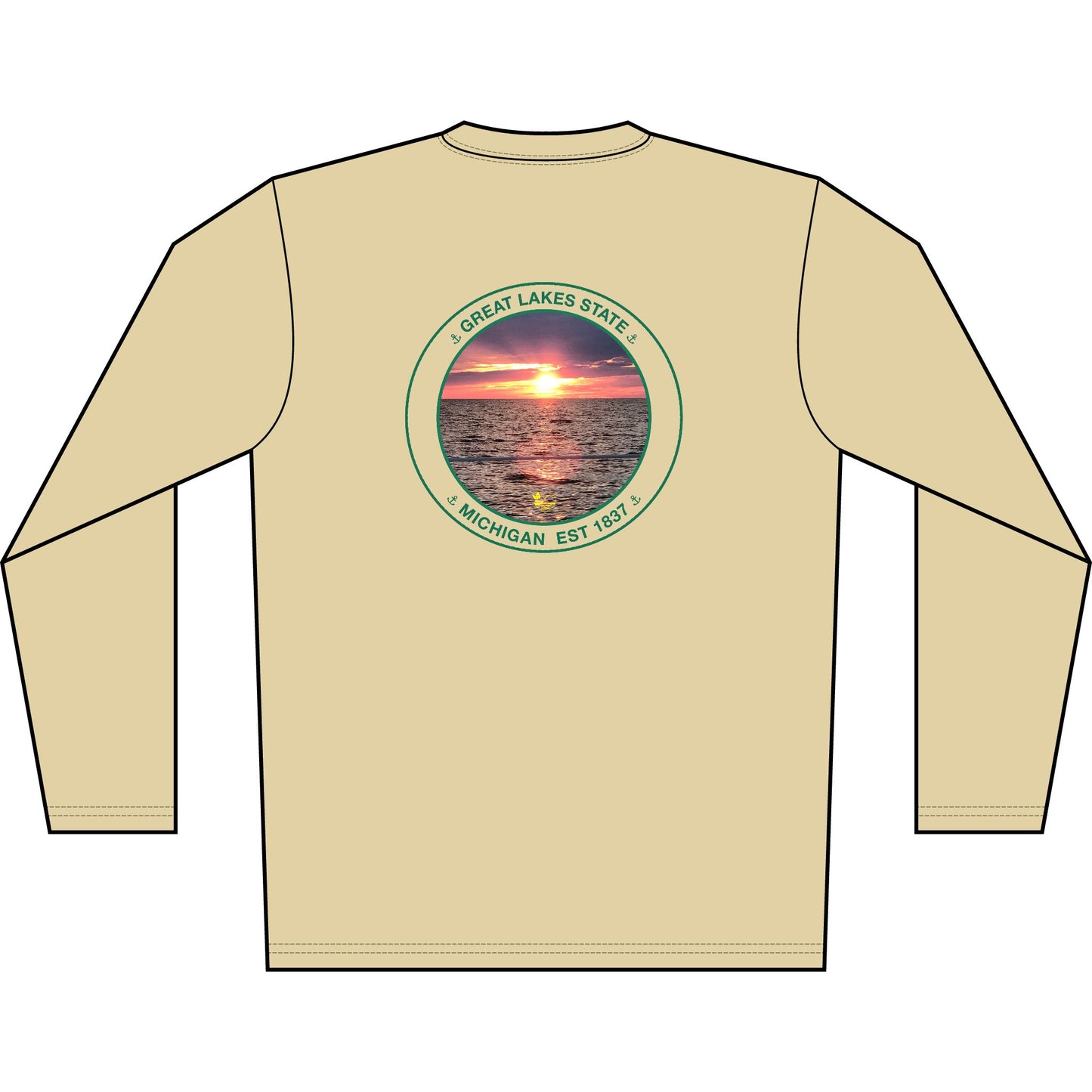 Personalized Great Lakes State  Crest Performance Long Sleeve Shirt- Green