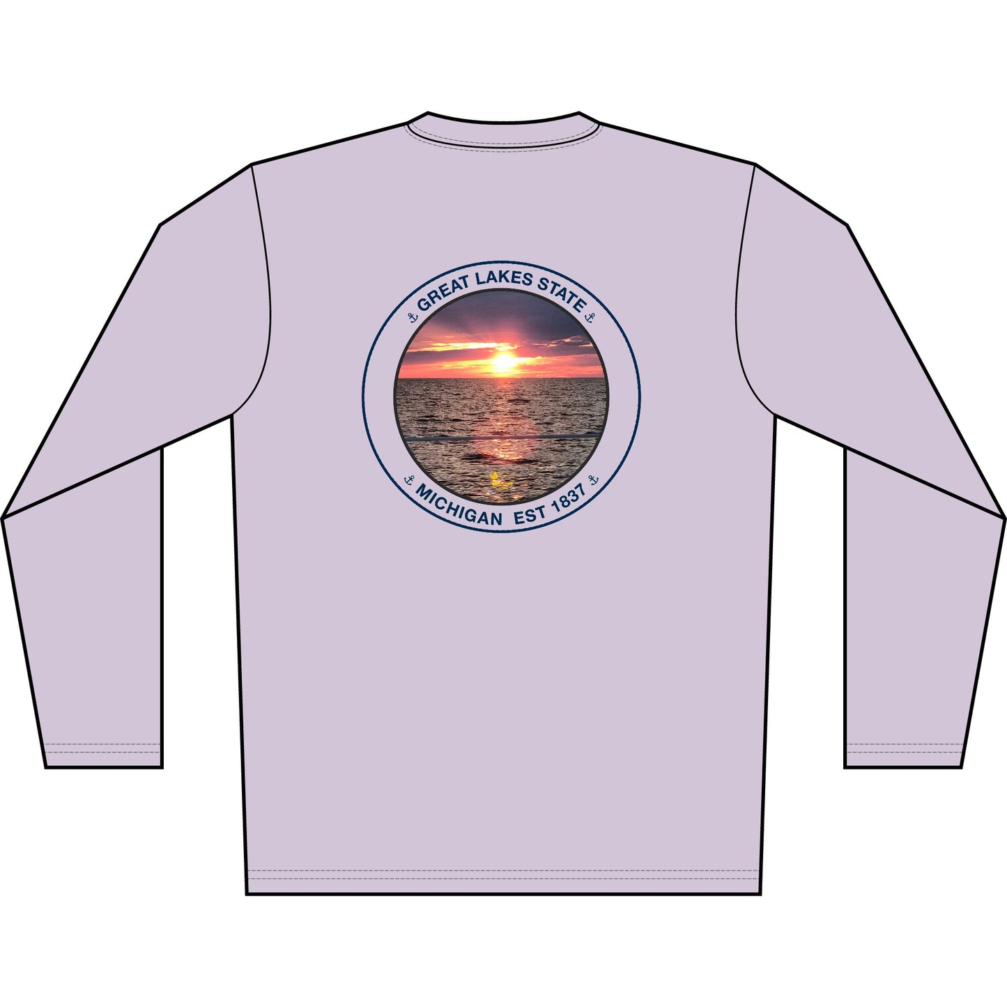 Personalized Great Lakes State  Crest Performance Long Sleeve Shirt- Blue