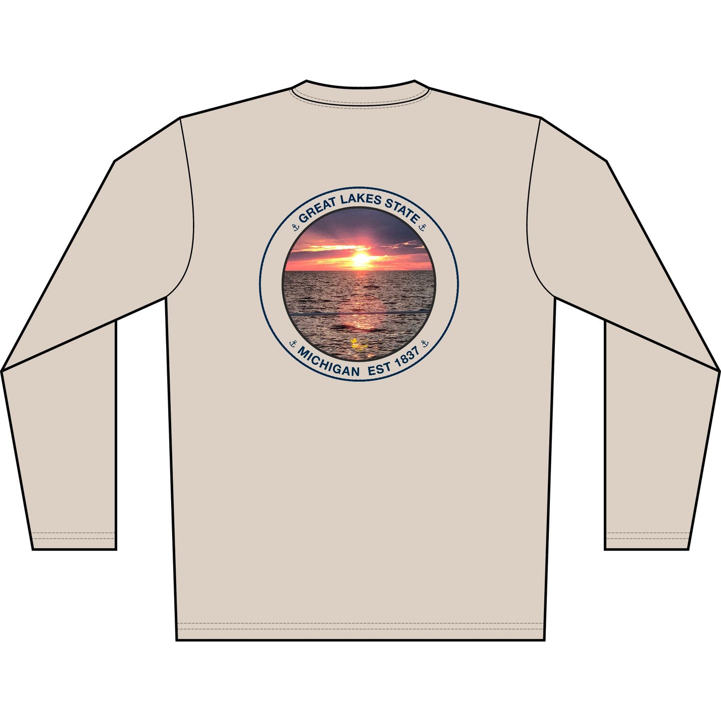 Personalized Great Lakes State  Crest Performance Long Sleeve Shirt- Blue